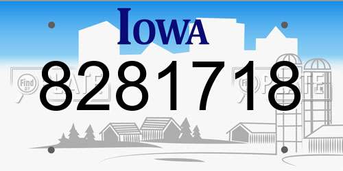 8281718 Iowa License Plate