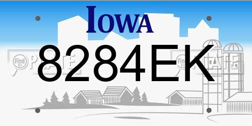 8284EK Iowa License Plate
