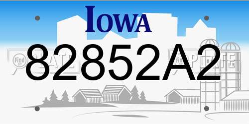82852A2 Iowa License Plate