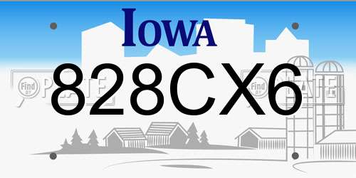 828CX6 Iowa License Plate