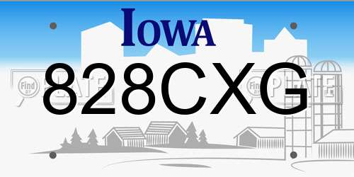 828CXG Iowa License Plate