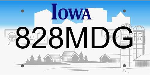 828MDG Iowa License Plate