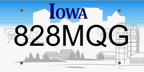 828MQG Iowa License Plate