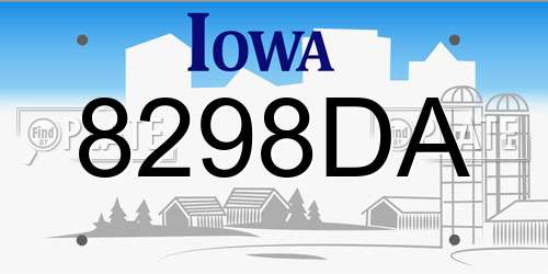 8298DA Iowa License Plate