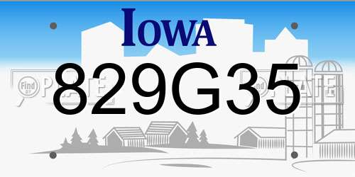 829G35 Iowa License Plate