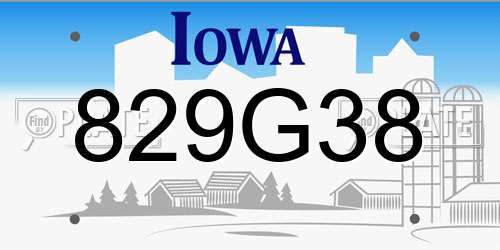 829G38 Iowa License Plate