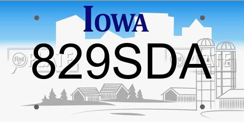 829SDA Iowa License Plate