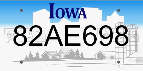82AE698 Iowa License Plate