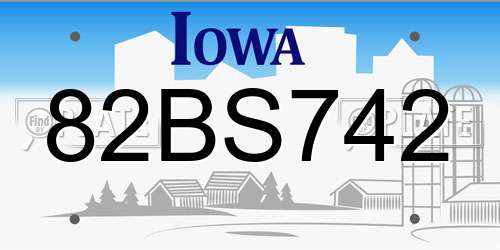 82BS742 Iowa License Plate