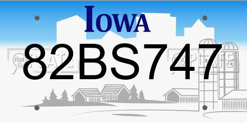 82BS747 Iowa License Plate