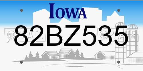 82BZ535 Iowa License Plate