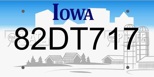 82DT717 Iowa License Plate
