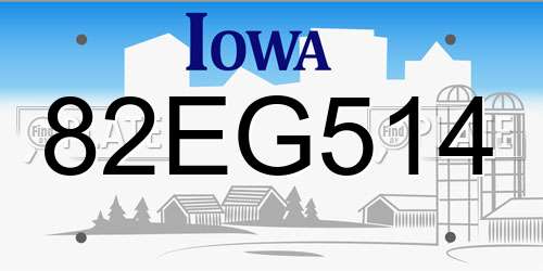 82EG514 Iowa License Plate