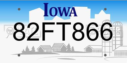 82FT866 Iowa License Plate