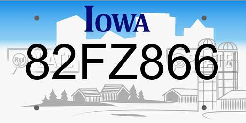 82FZ866 Iowa License Plate
