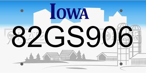 82GS906 Iowa License Plate