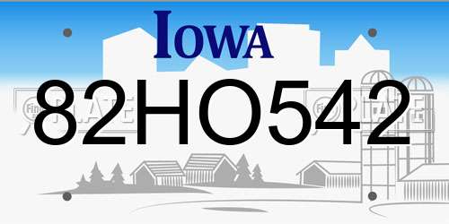 82HO542 Iowa License Plate