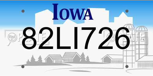 82LI726 Iowa License Plate