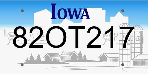 82OT217 Iowa License Plate