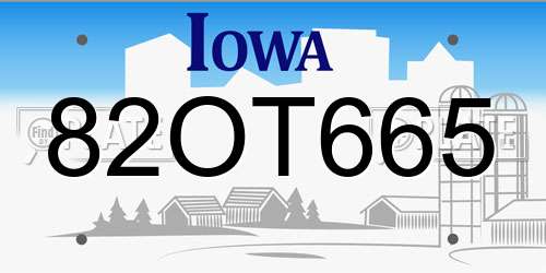 82OT665 Iowa License Plate