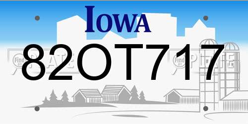 82OT717 Iowa License Plate