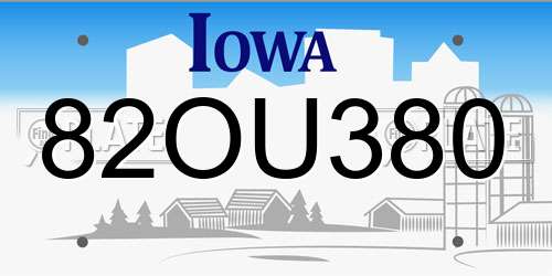 82OU380 Iowa License Plate