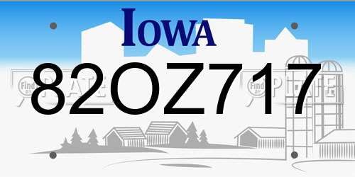 82OZ717 Iowa License Plate