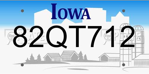 82QT712 Iowa License Plate