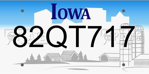 82QT717 Iowa License Plate