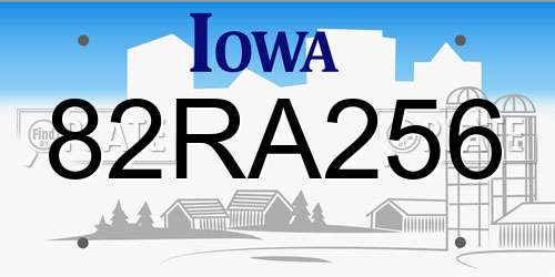82RA256 Iowa License Plate