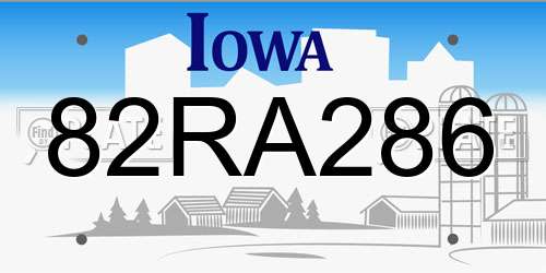 82RA286 Iowa License Plate