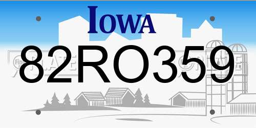 82RO359 Iowa License Plate