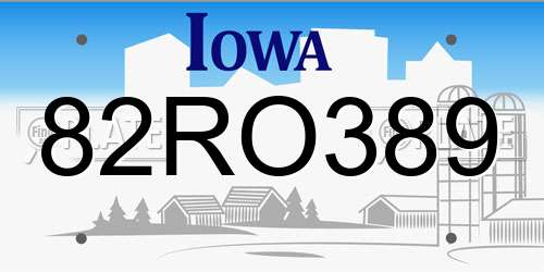 82RO389 Iowa License Plate