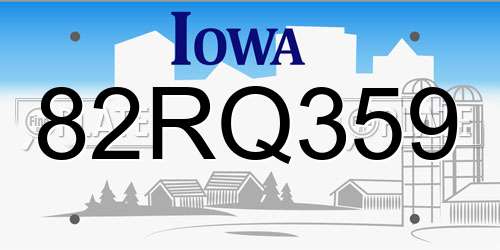 82RQ359 Iowa License Plate