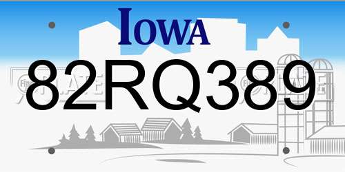 82RQ389 Iowa License Plate