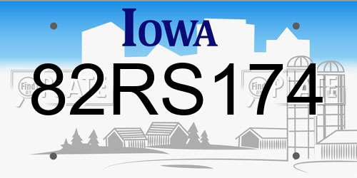 82RS174 Iowa License Plate