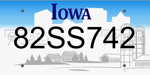 82SS742 Iowa License Plate
