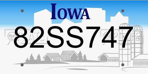 82SS747 Iowa License Plate