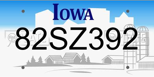 82SZ392 Iowa License Plate