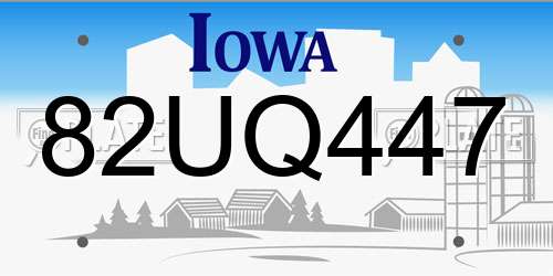 82UQ447 Iowa License Plate