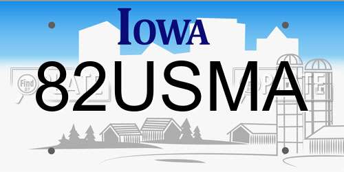 82USMA Iowa License Plate