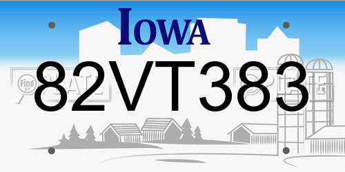 82VT383 Iowa License Plate