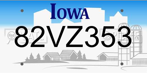 82VZ353 Iowa License Plate