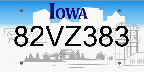82VZ383 Iowa License Plate