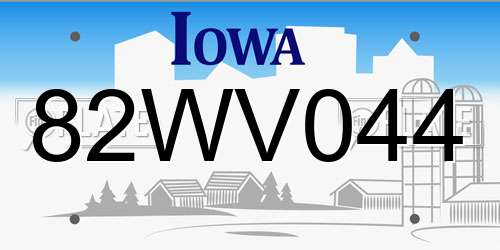 82WV044 Iowa License Plate