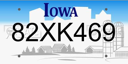 82XK469 Iowa License Plate