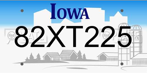 82XT225 Iowa License Plate