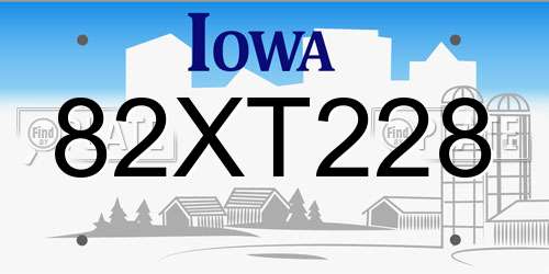 82XT228 Iowa License Plate