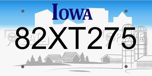 82XT275 Iowa License Plate