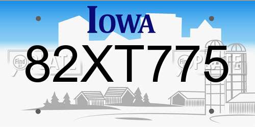 82XT775 Iowa License Plate